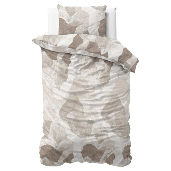 100% Cotton Duvet Cover Set Echo | Beige | King Long - 240cm (W) x 220cm (L) - The Bedding & Blankets Store