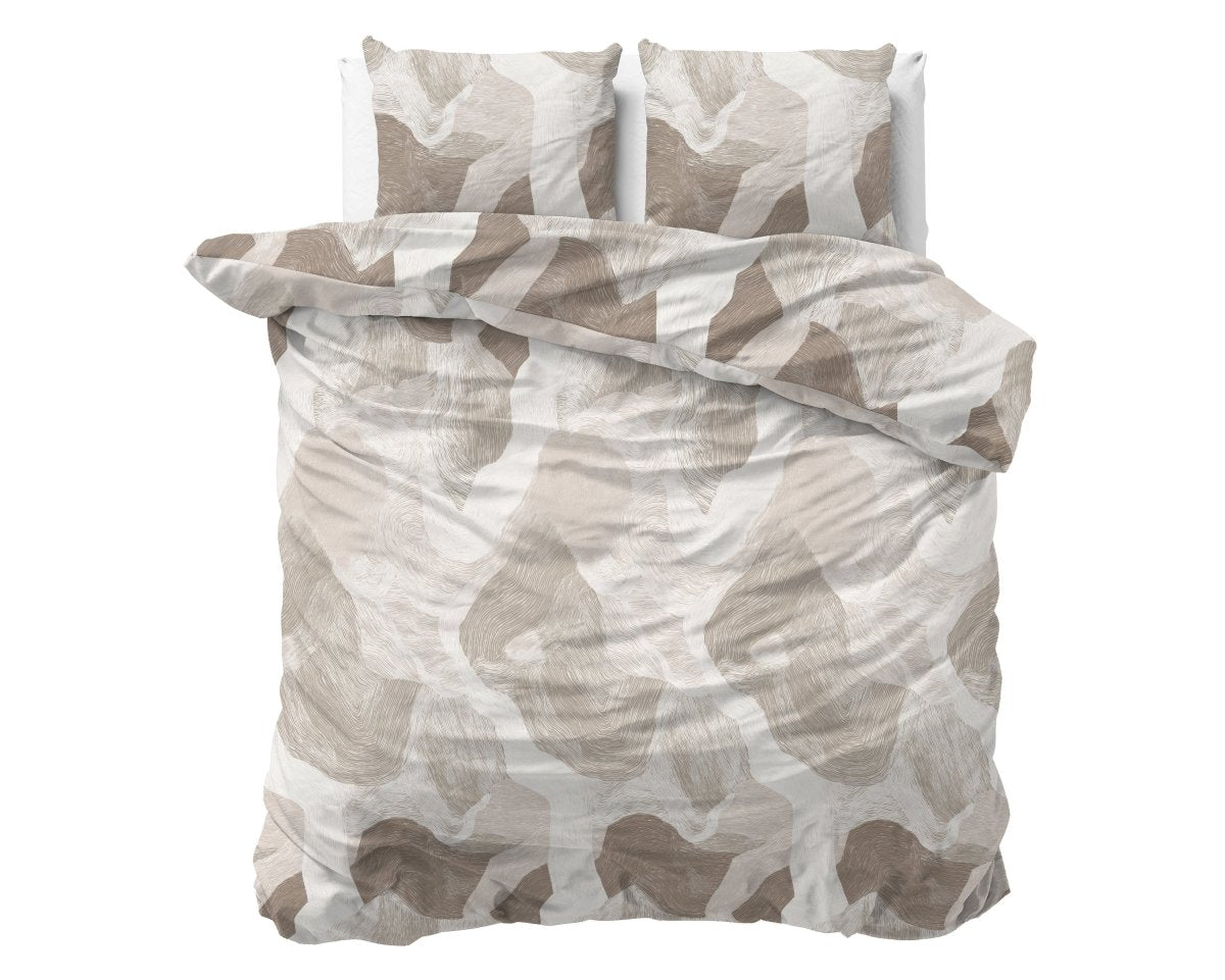 100% Cotton Duvet Cover Set Echo | Beige | King Long - 240cm (W) x 220cm (L) - The Bedding & Blankets Store