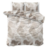 100% Cotton Duvet Cover Set Echo | Beige | King Long - 240cm (W) x 220cm (L) - The Bedding & Blankets Store
