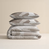 100% Cotton Duvet Cover Set Echo | Beige | King Long - 240cm (W) x 220cm (L) - The Bedding & Blankets Store