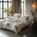 100% Cotton Duvet Cover Set Echo | Beige | King Long - 240cm (W) x 220cm (L) - The Bedding & Blankets Store