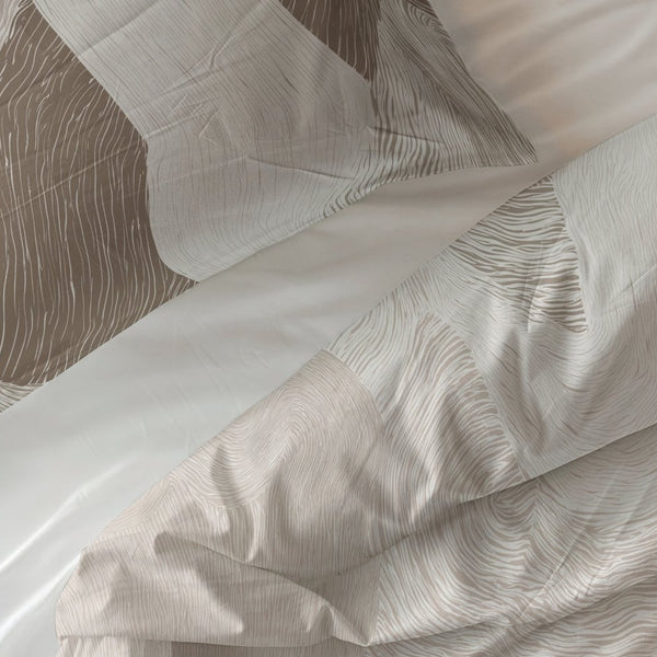100% Cotton Duvet Cover Set Echo | Beige | King Long - 240cm (W) x 220cm (L) - The Bedding & Blankets Store