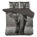 100% Cotton Duvet Cover Set Elegant Elephant | Anthracite | Double - 200cm (W) x 200/220cm (L) - The Bedding & Blankets Store