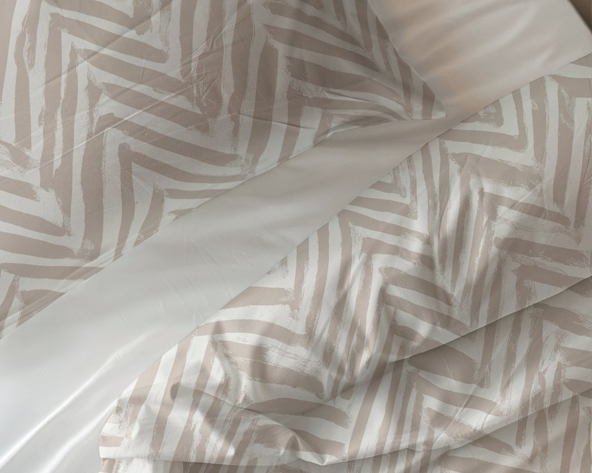 100% Cotton Duvet Cover Set Ethnic | Sand | Double - 200cm (W) x 200/220cm (L) - The Bedding & Blankets Store