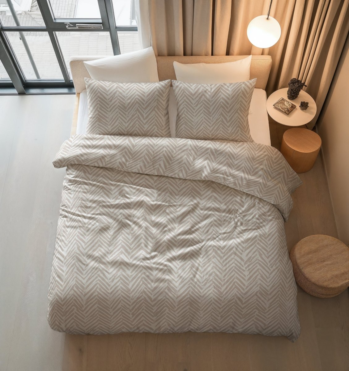 100% Cotton Duvet Cover Set Ethnic | Sand | Double - 200cm (W) x 200/220cm (L) - The Bedding & Blankets Store