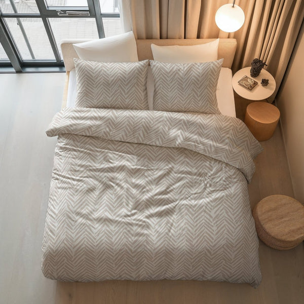 100% Cotton Duvet Cover Set Ethnic | Sand | Double - 200cm (W) x 200/220cm (L) - The Bedding & Blankets Store