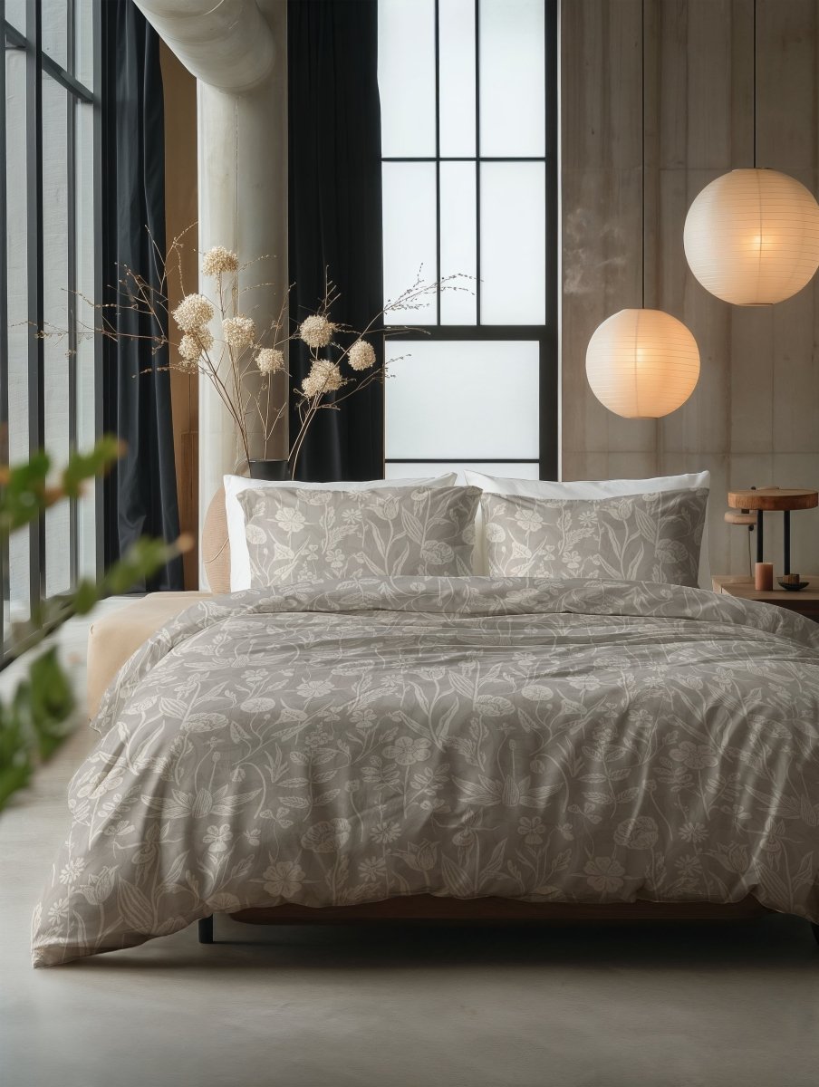 100% Cotton Duvet Cover Set Flay | Sand | King Long - 240cm (W) x 220cm (L) - The Bedding & Blankets Store