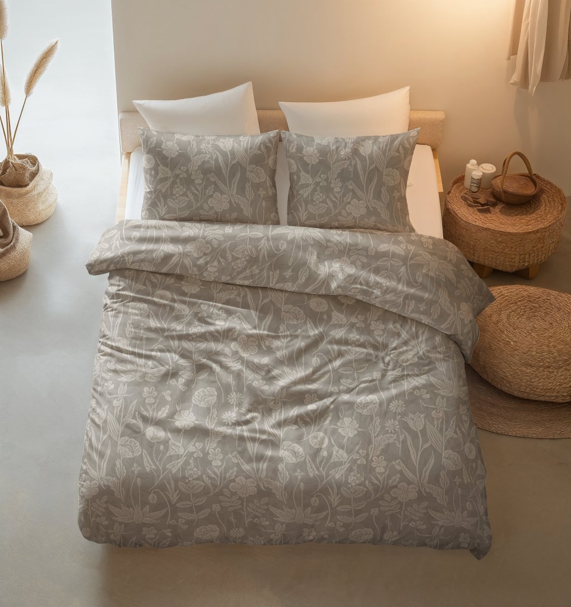 100% Cotton Duvet Cover Set Flay | Sand | King Long - 240cm (W) x 220cm (L) - The Bedding & Blankets Store