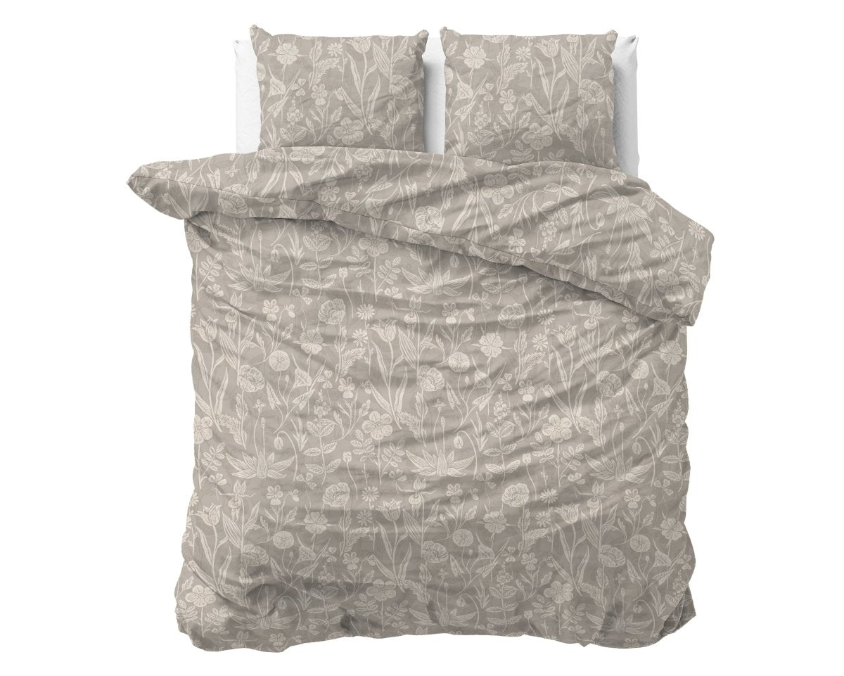 100% Cotton Duvet Cover Set Flay | Sand | King Long - 240cm (W) x 220cm (L) - The Bedding & Blankets Store