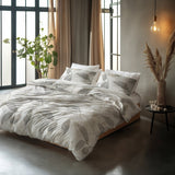 100% Cotton Duvet Cover Set Foilage | Silver Grey | Double - 200cm (W) x 200/220cm (L) - The Bedding & Blankets Store