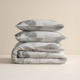 100% Cotton Duvet Cover Set Foilage | Silver Grey | Double - 200cm (W) x 200/220cm (L) - The Bedding & Blankets Store