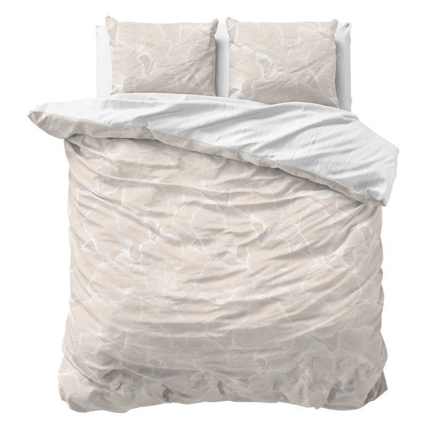 100% Cotton Duvet Cover Set Ginkgo | Sand/Grey | Double - 200cm (W) x 200/220cm (L) - The Bedding & Blankets Store