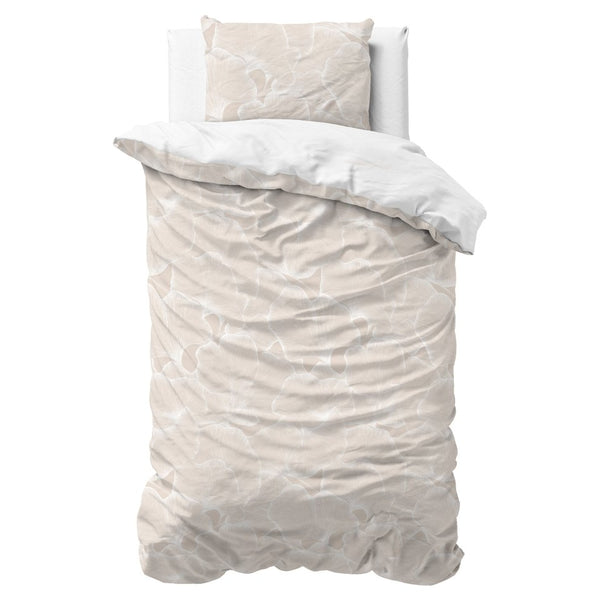 100% Cotton Duvet Cover Set Ginkgo | Sand/Grey | Double - 200cm (W) x 200/220cm (L) - The Bedding & Blankets Store