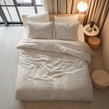 100% Cotton Duvet Cover Set Ginkgo | Sand/Grey | Double - 200cm (W) x 200/220cm (L) - The Bedding & Blankets Store