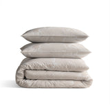 100% Cotton Duvet Cover Set Ginkgo | Sand/Grey | Double - 200cm (W) x 200/220cm (L) - The Bedding & Blankets Store