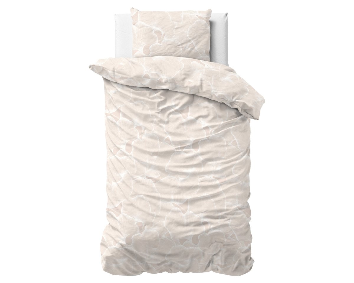 100% Cotton Duvet Cover Set Ginkgo | Sand/Grey | Double - 200cm (W) x 200/220cm (L) - The Bedding & Blankets Store