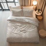 100% Cotton Duvet Cover Set Ginkgo | Sand/Grey | Double - 200cm (W) x 200/220cm (L) - The Bedding & Blankets Store