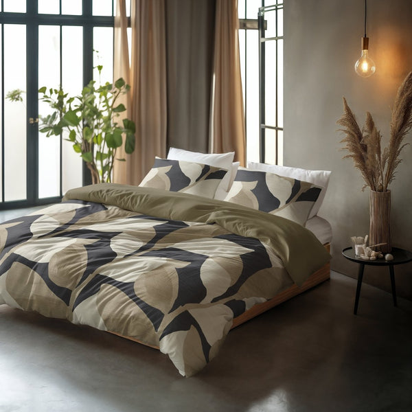 100% Cotton Duvet Cover Set Graphic Garden | Anthracite | Double - 200cm (W) x 200/220cm (L) - The Bedding & Blankets Store