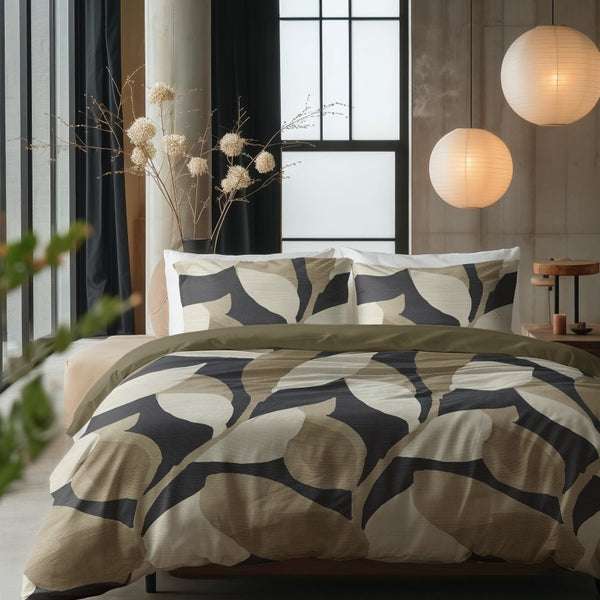 100% Cotton Duvet Cover Set Graphic Garden | Anthracite | Double - 200cm (W) x 200/220cm (L) - The Bedding & Blankets Store