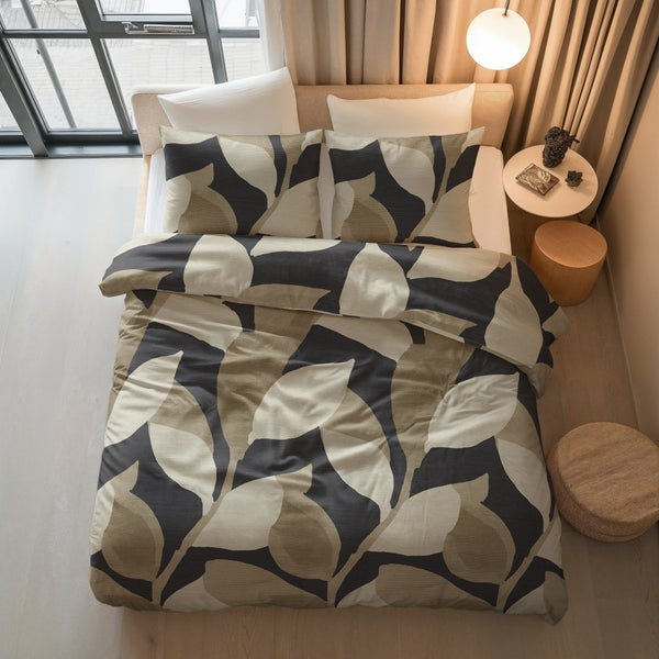 100% Cotton Duvet Cover Set Graphic Garden | Anthracite | Double - 200cm (W) x 200/220cm (L) - The Bedding & Blankets Store