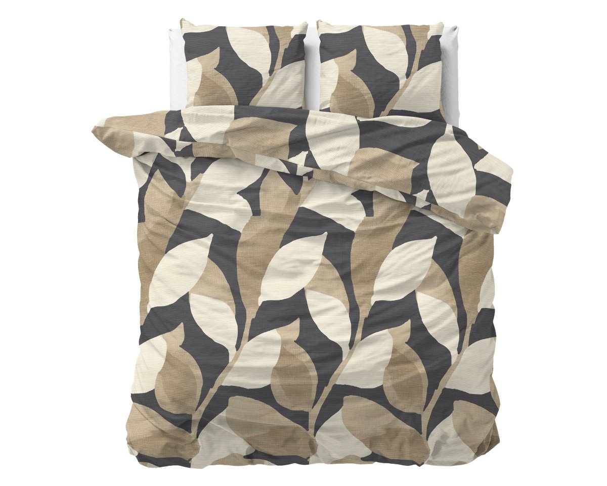 100% Cotton Duvet Cover Set Graphic Garden | Anthracite | Double - 200cm (W) x 200/220cm (L) - The Bedding & Blankets Store