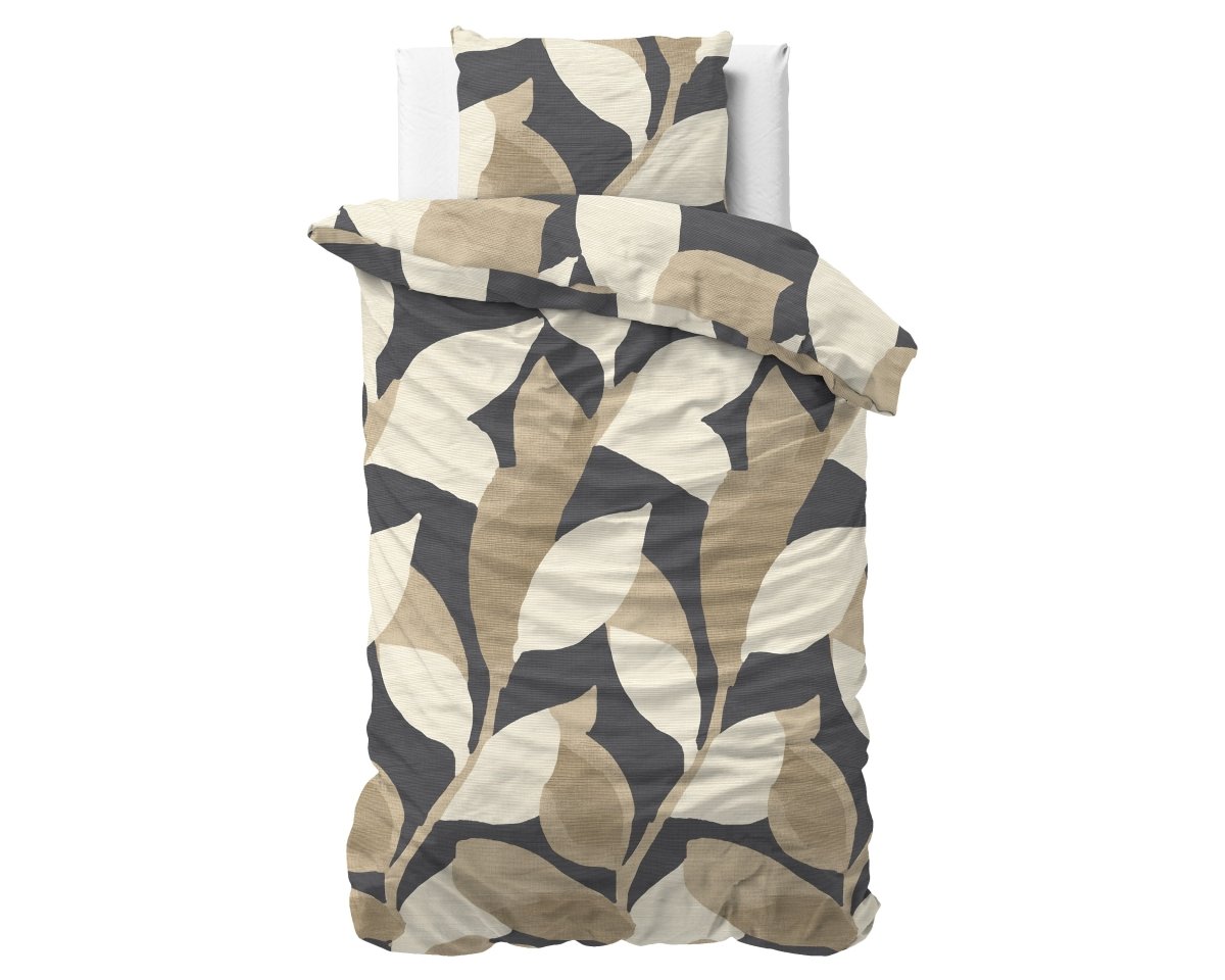 100% Cotton Duvet Cover Set Graphic Garden | Anthracite | Double - 200cm (W) x 200/220cm (L) - The Bedding & Blankets Store