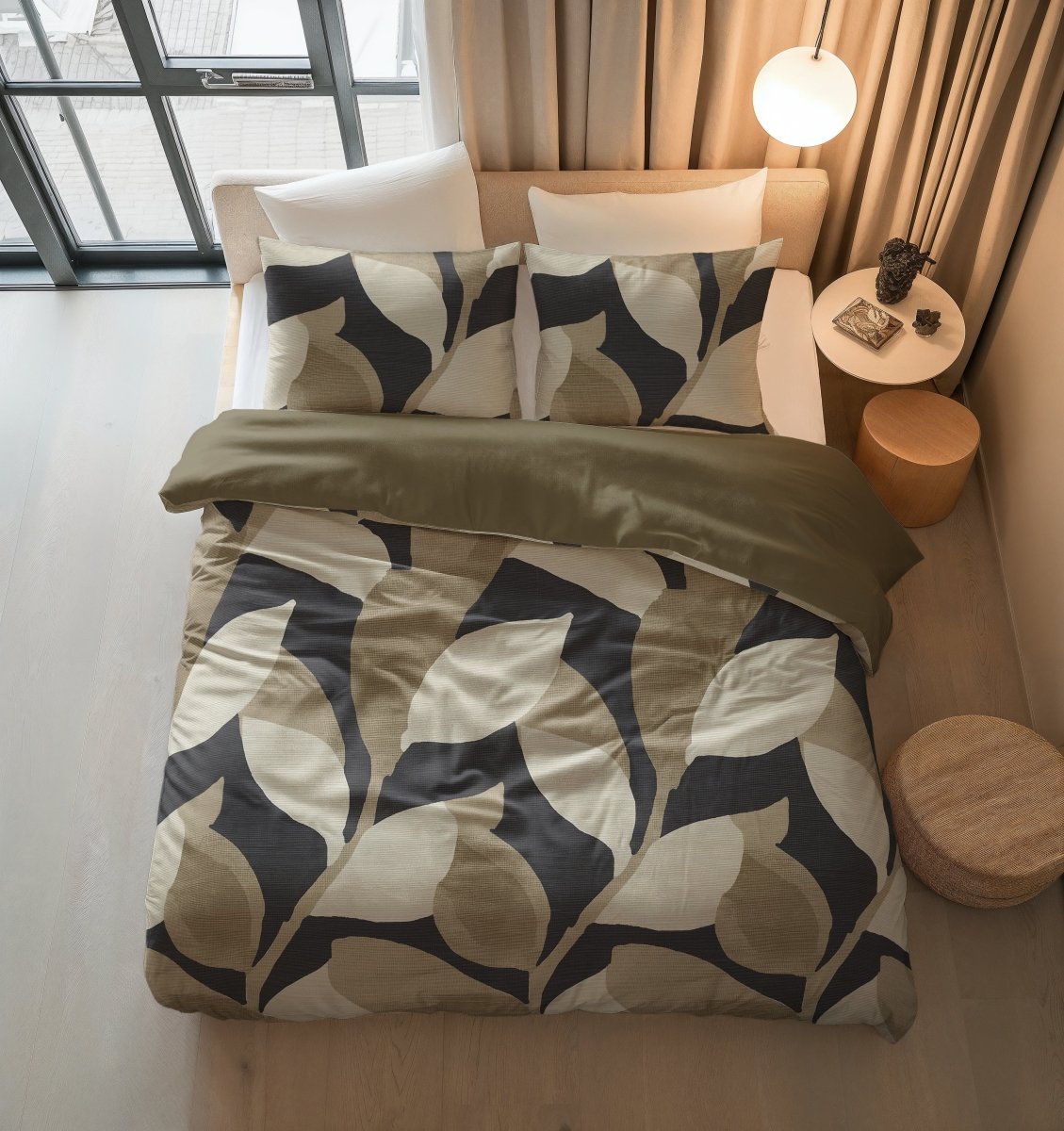 100% Cotton Duvet Cover Set Graphic Garden | Anthracite | Double - 200cm (W) x 200/220cm (L) - The Bedding & Blankets Store