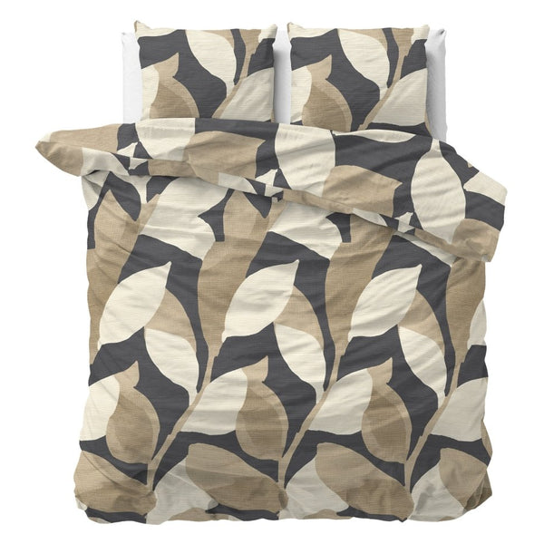 100% Cotton Duvet Cover Set Graphic Garden | Anthracite | Double - 200cm (W) x 200/220cm (L) - The Bedding & Blankets Store