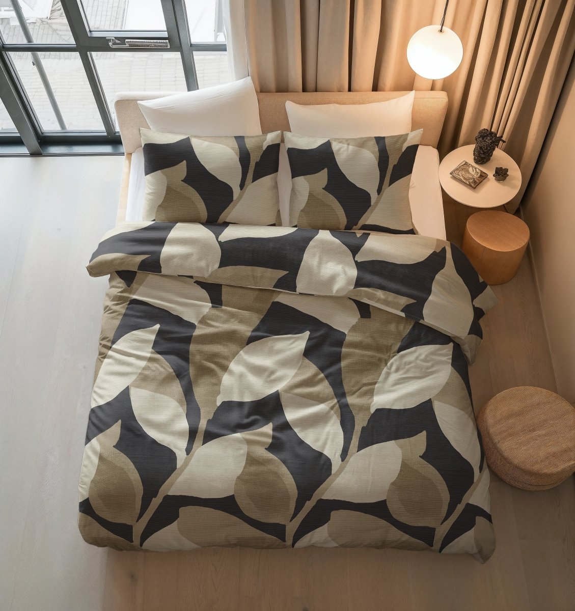 100% Cotton Duvet Cover Set Graphic Garden | Anthracite | Double - 200cm (W) x 200/220cm (L) - The Bedding & Blankets Store