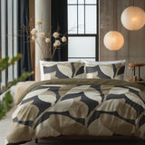 100% Cotton Duvet Cover Set Graphic Garden | Anthracite | Double - 200cm (W) x 200/220cm (L) - The Bedding & Blankets Store