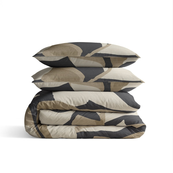 100% Cotton Duvet Cover Set Graphic Garden | Anthracite | Double - 200cm (W) x 200/220cm (L) - The Bedding & Blankets Store