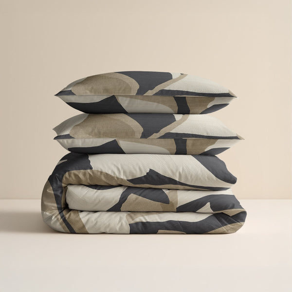 100% Cotton Duvet Cover Set Graphic Garden | Anthracite | Double - 200cm (W) x 200/220cm (L) - The Bedding & Blankets Store