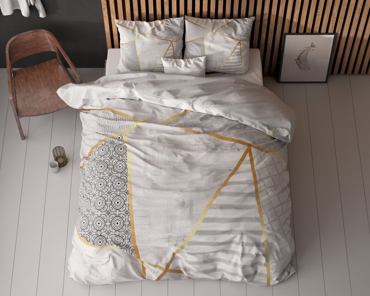 100% Cotton Duvet Cover Set Graphic | White | Single - 135cm (W) x 200cm (L) - The Bedding & Blankets Store