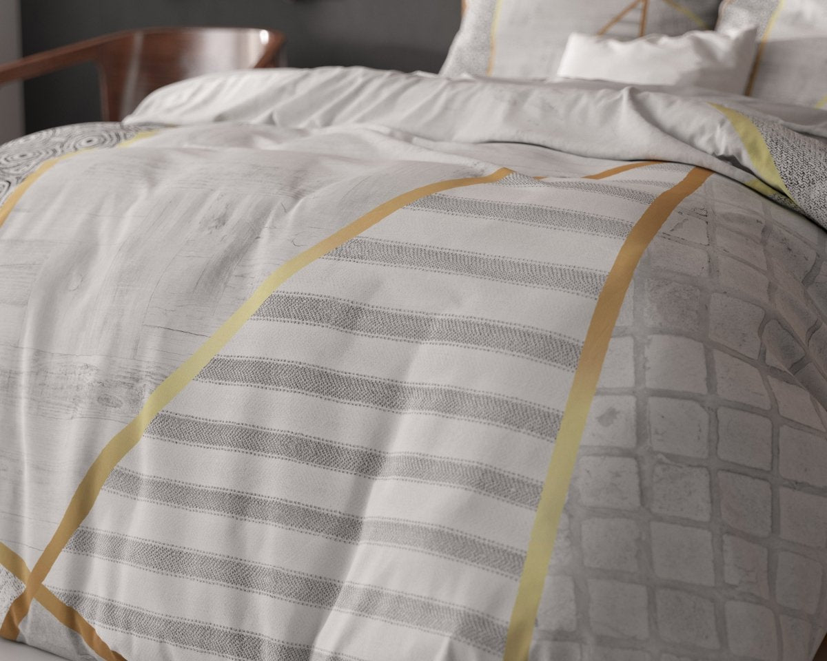 100% Cotton Duvet Cover Set Graphic | White | Single - 135cm (W) x 200cm (L) - The Bedding & Blankets Store