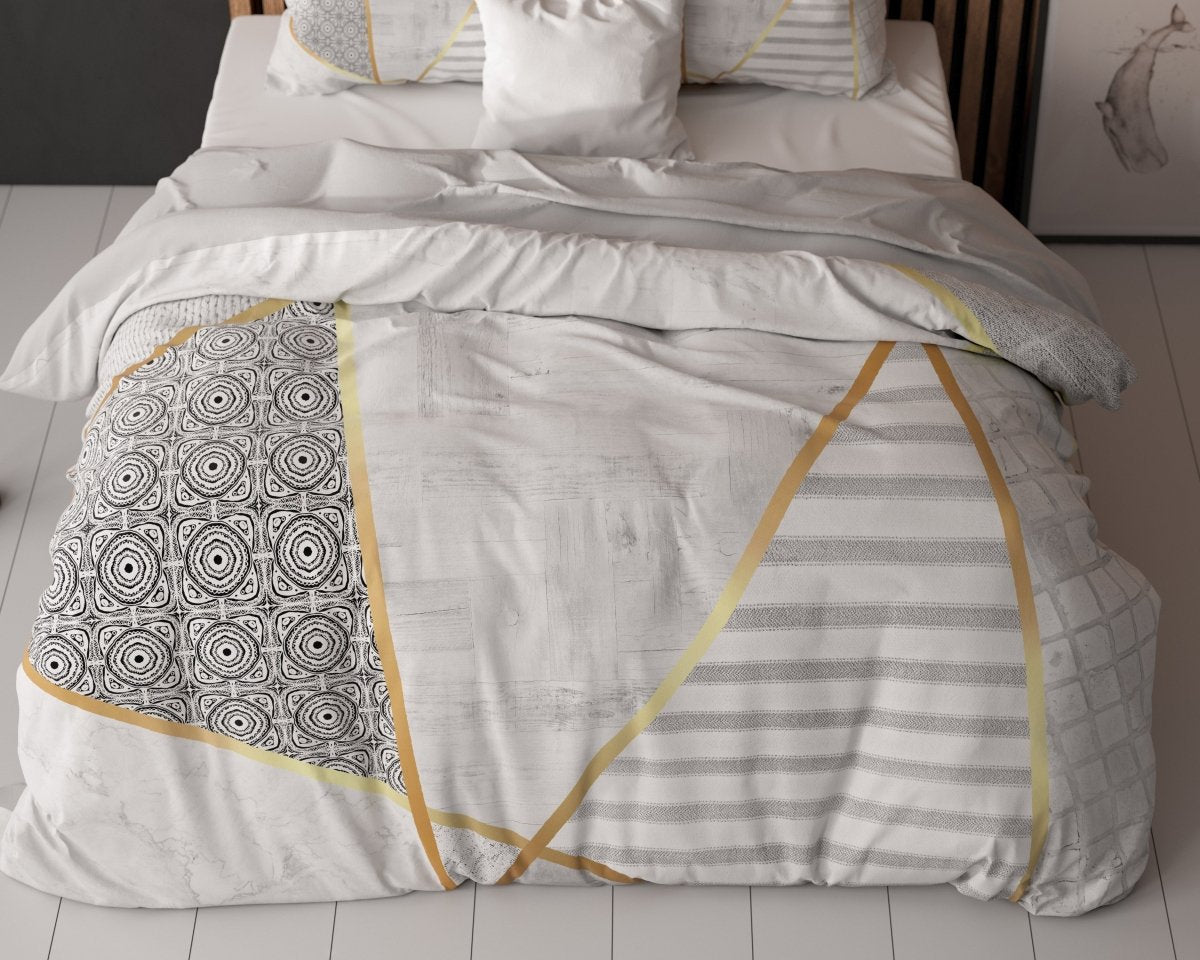 100% Cotton Duvet Cover Set Graphic | White | Single - 135cm (W) x 200cm (L) - The Bedding & Blankets Store