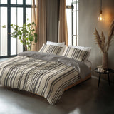 100% Cotton Duvet Cover Set Linear Linen | Sand | Single - 140cm (W) x 200/220cm (L) - The Bedding & Blankets Store