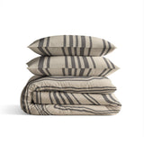 100% Cotton Duvet Cover Set Linear Linen | Sand | Single - 140cm (W) x 200/220cm (L) - The Bedding & Blankets Store