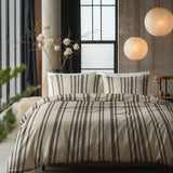 100% Cotton Duvet Cover Set Linear Linen | Sand | Single - 140cm (W) x 200/220cm (L) - The Bedding & Blankets Store