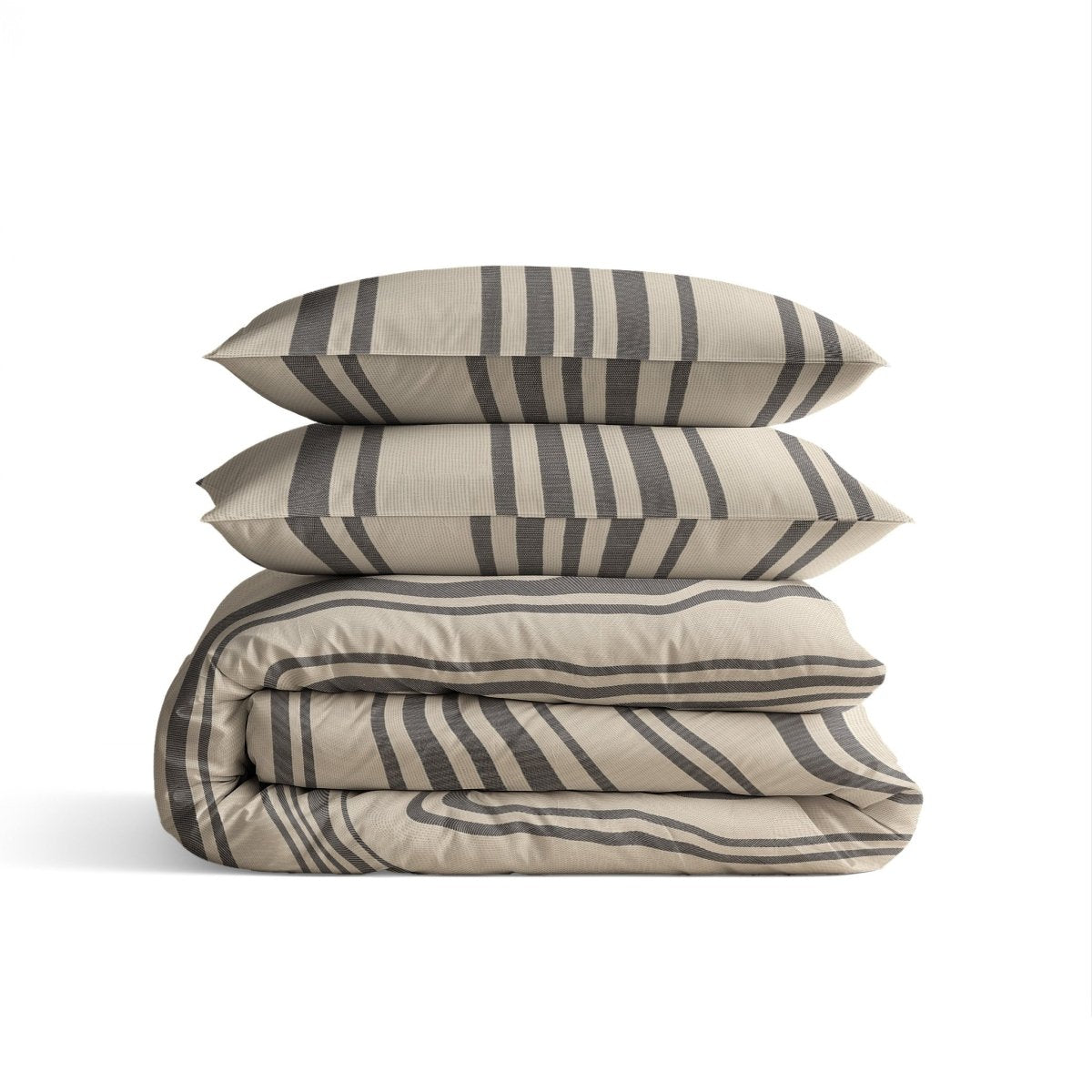 100% Cotton Duvet Cover Set Linear Linen | Sand | Single - 140cm (W) x 200/220cm (L) - The Bedding & Blankets Store