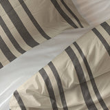 100% Cotton Duvet Cover Set Linear Linen | Sand | Single - 140cm (W) x 200/220cm (L) - The Bedding & Blankets Store