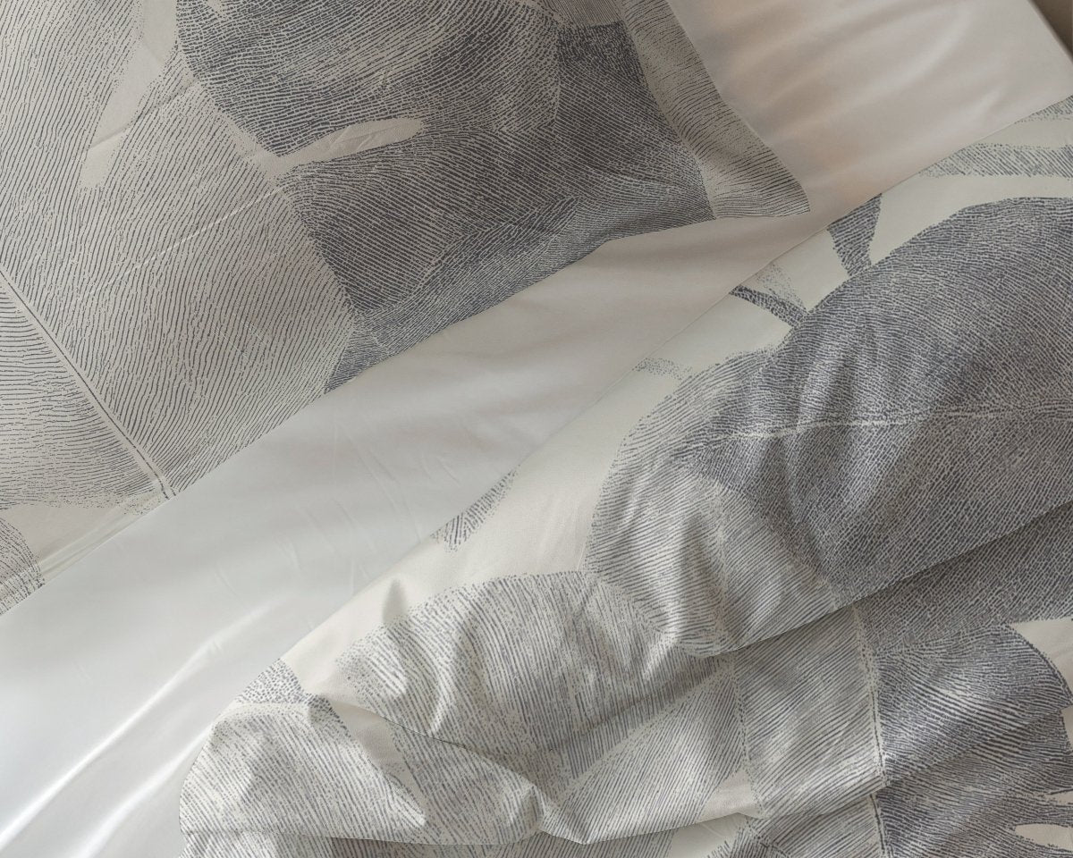 100% Cotton Duvet Cover Set Lunara | Silver | King Long - 240cm (W) x 220cm (L) - The Bedding & Blankets Store