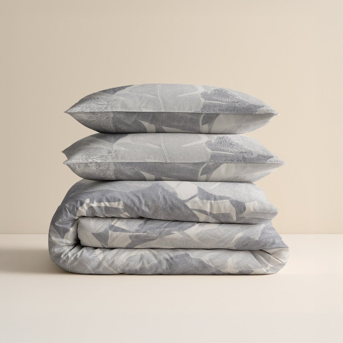 100% Cotton Duvet Cover Set Lunara | Silver | King Long - 240cm (W) x 220cm (L) - The Bedding & Blankets Store