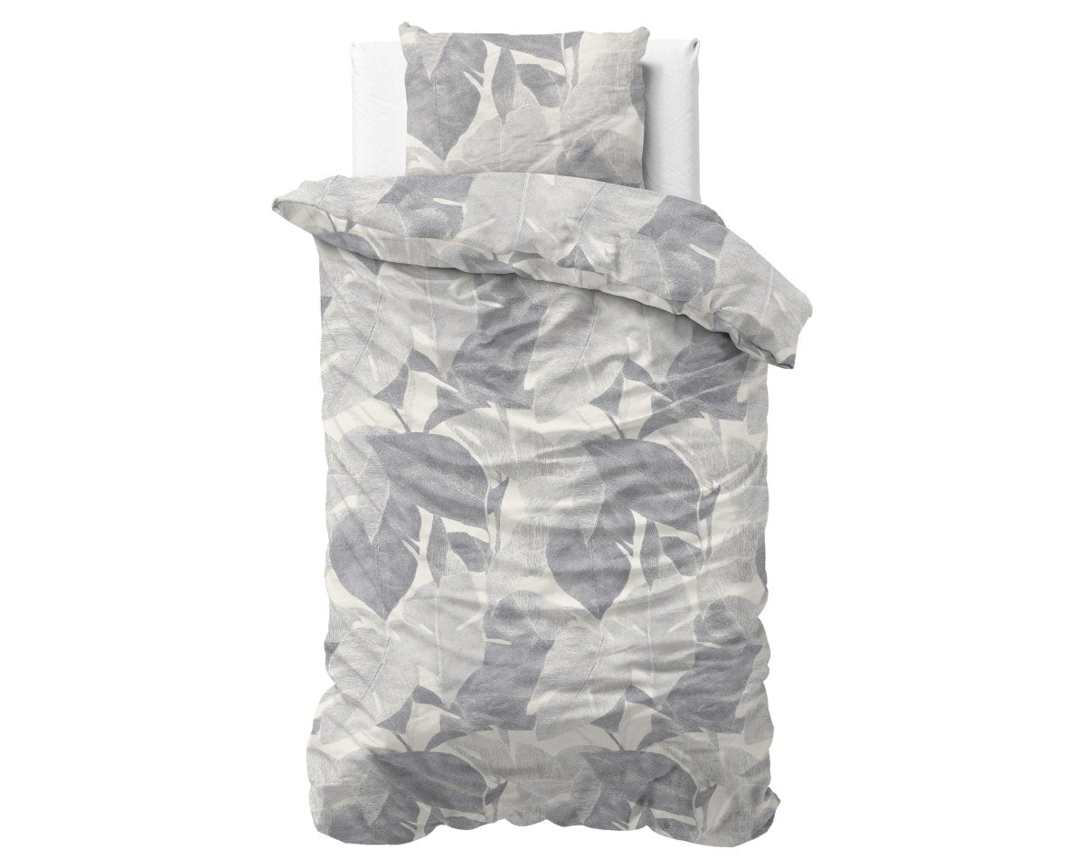 100% Cotton Duvet Cover Set Lunara | Silver | King Long - 240cm (W) x 220cm (L) - The Bedding & Blankets Store