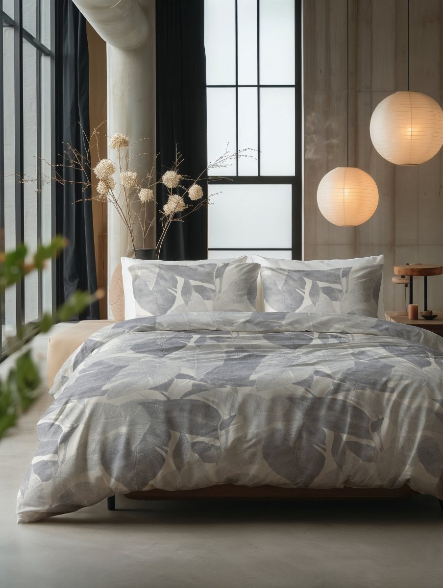 100% Cotton Duvet Cover Set Lunara | Silver | King Long - 240cm (W) x 220cm (L) - The Bedding & Blankets Store