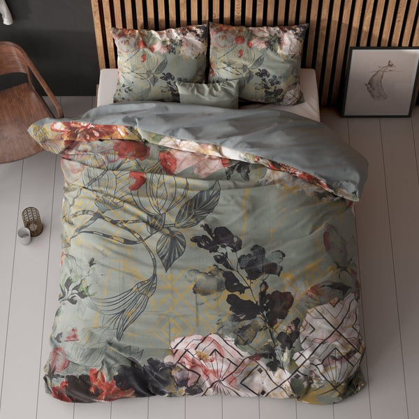 100% Cotton Duvet Cover Set Marble Art Deco | Green | Single - 135cm (W) x 200cm (L) - The Bedding & Blankets Store
