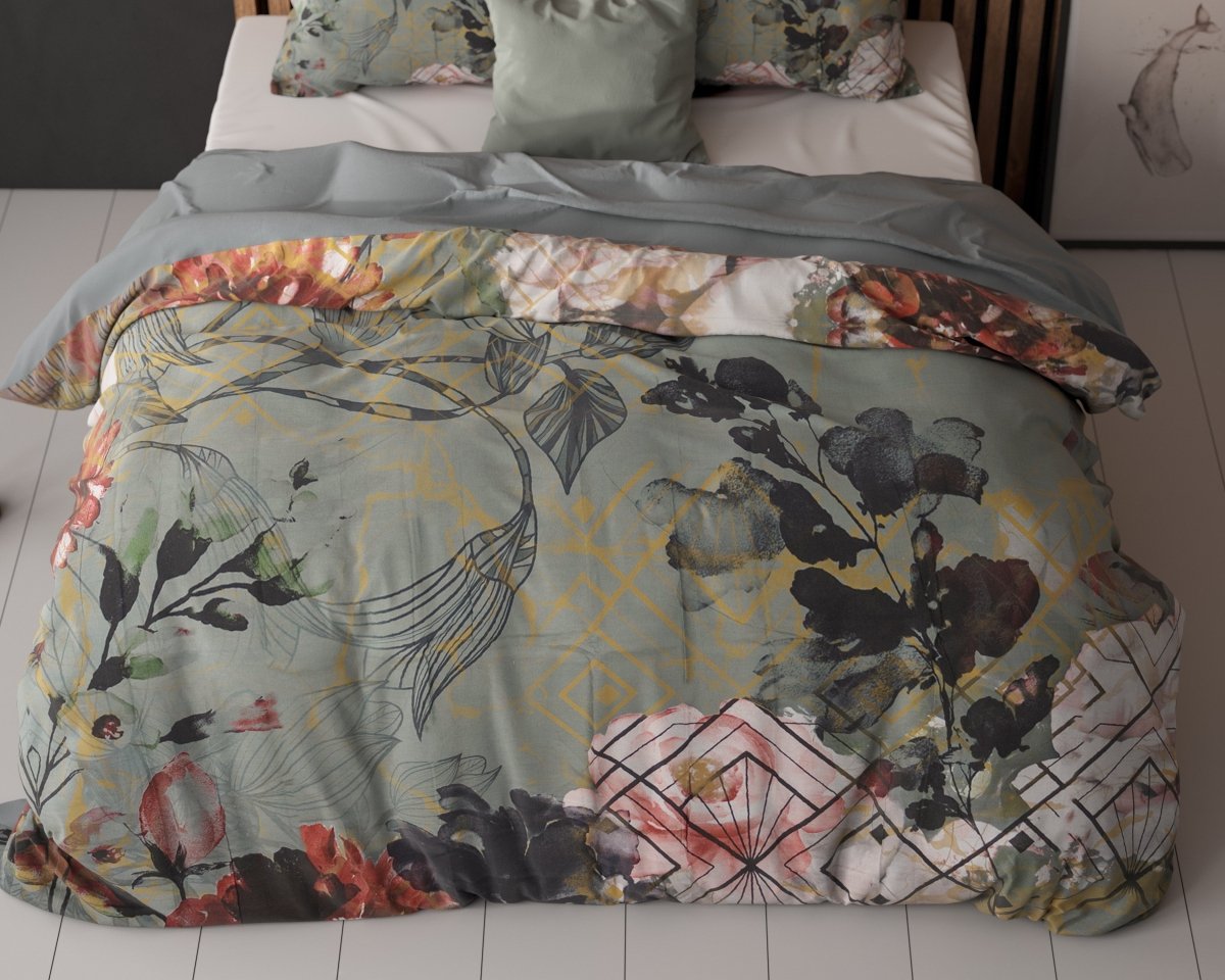 100% Cotton Duvet Cover Set Marble Art Deco | Green | Single - 135cm (W) x 200cm (L) - The Bedding & Blankets Store