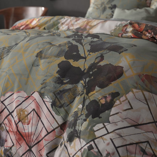 100% Cotton Duvet Cover Set Marble Art Deco | Green | Single - 135cm (W) x 200cm (L) - The Bedding & Blankets Store
