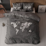 100% Cotton Duvet Cover Set Marble World | Anthracite | Single - 135cm (W) x 200cm (L) - The Bedding & Blankets Store