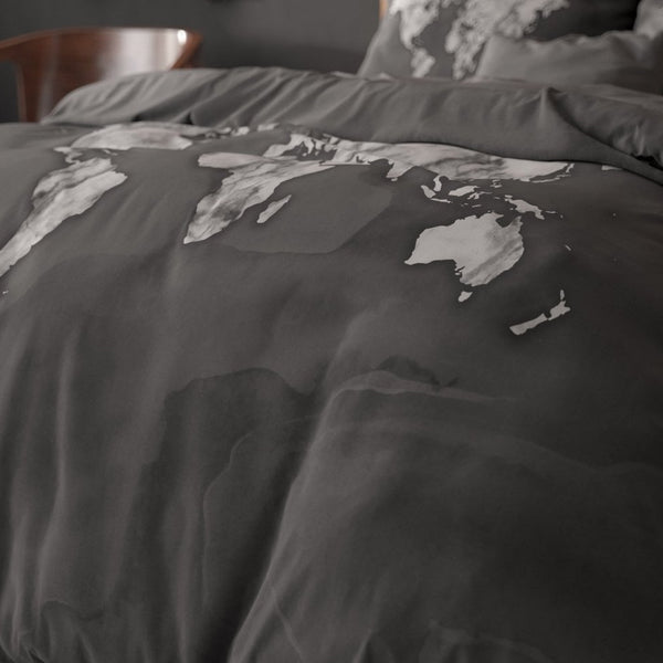 100% Cotton Duvet Cover Set Marble World | Anthracite | Single - 135cm (W) x 200cm (L) - The Bedding & Blankets Store