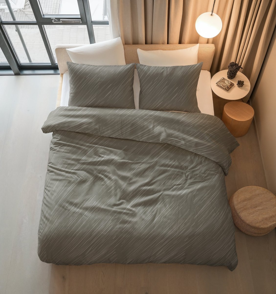 100% Cotton Duvet Cover Set Mellow Stone | Grey | Double - 200cm (W) x 200/220cm (L) - The Bedding & Blankets Store